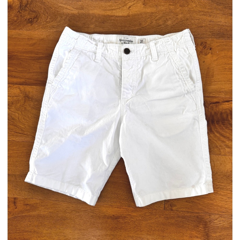 Abercrombie & Fitch Mens White Chino Shorts Size 31 Cotton Summer Casual